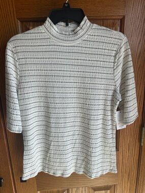 Apt. 9 Size M Mock Turtleneck Elbow 1/2 Sleeve Top Smocked Stretch New Medium